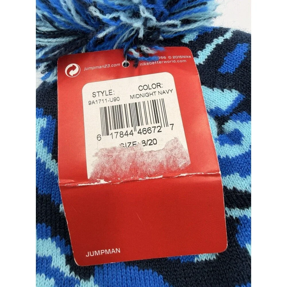 Jordan Jumpman Youth Pom Beanie Hat Blue Camo Midnight Navy NWT Size 8/20